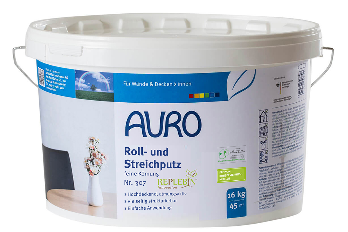 AURO Roll- und Streichputz ökologischer Wandputz mit kleiner Körnung Naturfarben