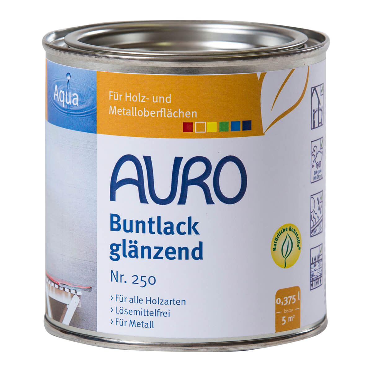 AURO Buntlack glänzend Aqua lösemittelfreier Lack Weißlack Naturfarbe